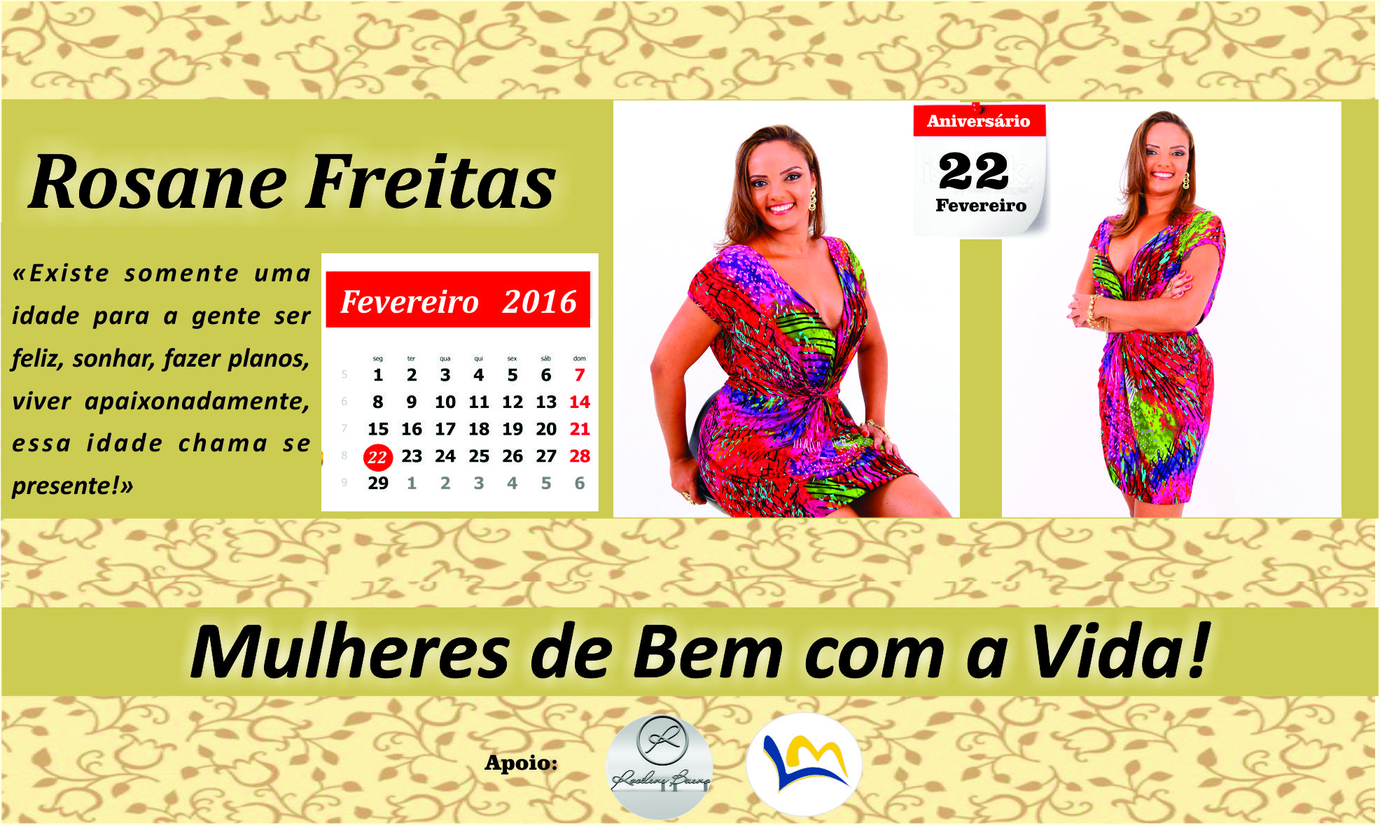 Calendário de mulheres de bem com a vida! Mês fevereiro